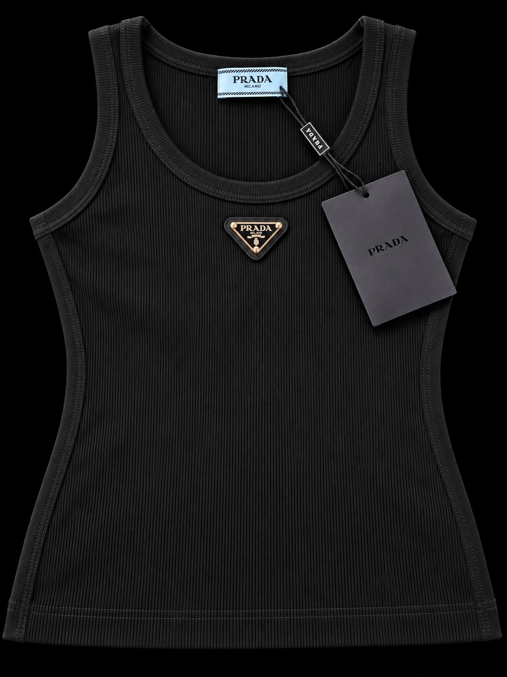 Prada Black Ribbed Tank Top